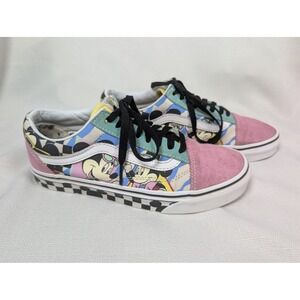 Vans x Disney Old Skool 80s‎ Mickey Minnie Pink Checkerboard Sneaker W 8 M 6.5